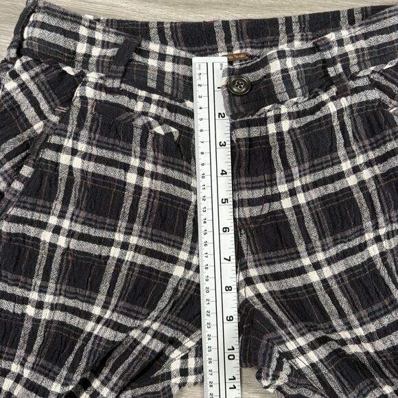 Free People Womens Size 8 Linen Look Cotton Mid Rise Straight Trouser Pant Plaid - Picture 6 of 16